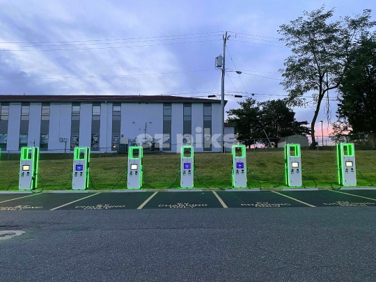 Stafford, VA, USA - 02102021 Electric Car Charging Stations in a car parking.
